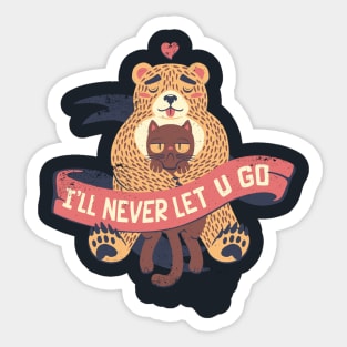 Ill Never Let You Go Bear Love Cat Sticker